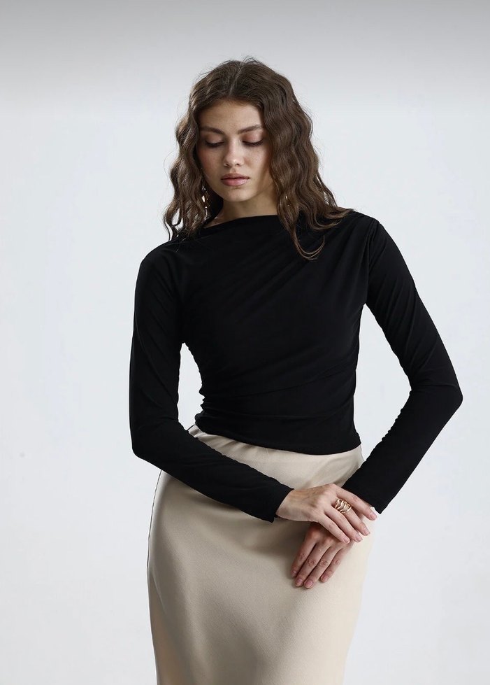 Sandy kumaş Büzgülü bluz - Görsel 2