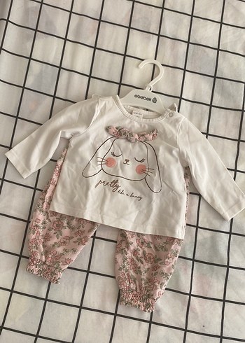 Uzun Kollu Dantelli Bebek Kız Takımı