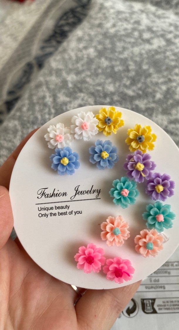 Pastel Renkli 3D Çiçek küpe seti - Görsel 2