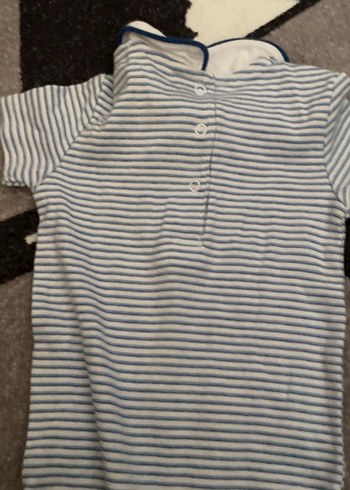 Gri Çizgili Kısa Kollu Bebek Body - Görsel 2