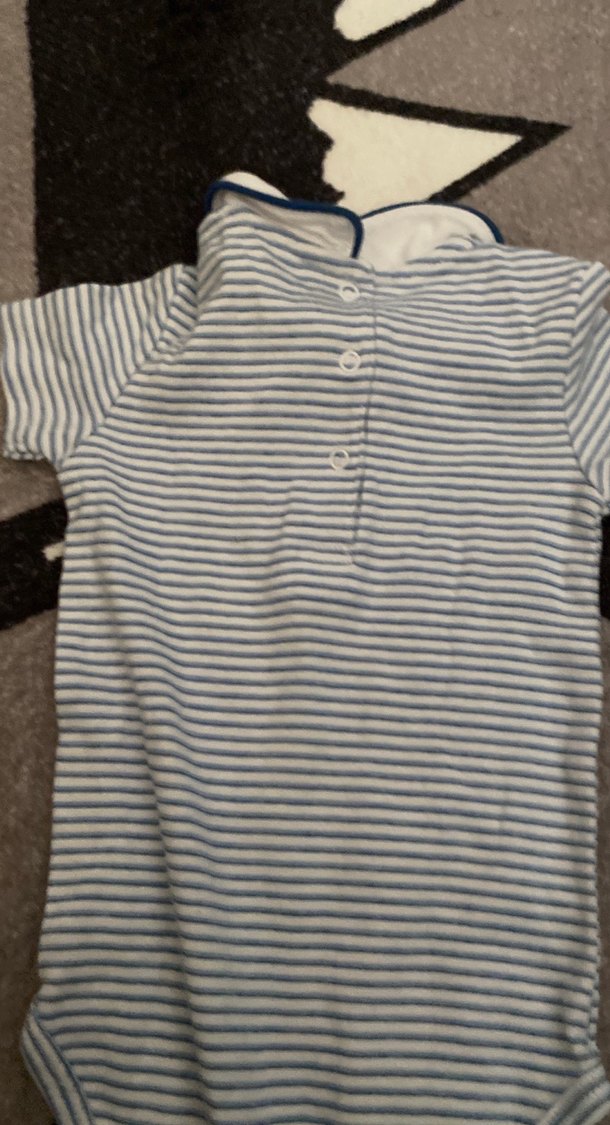 Gri Çizgili Kısa Kollu Bebek Body - Görsel 2