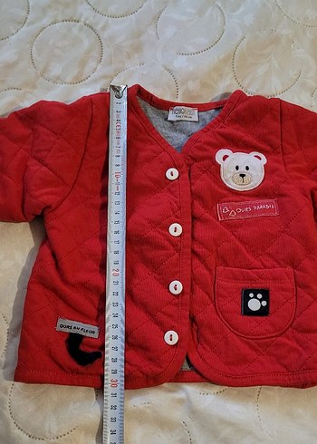 Düğmeli Bebek Kırmızı Ceket - Görsel 3
