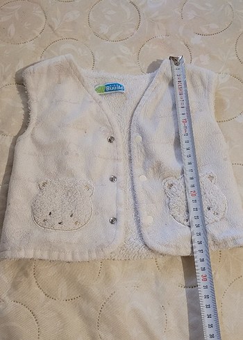 Kız Çocuk Düğmeli Beyaz Yelek - Görsel 6