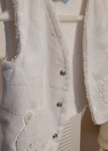 Kız Çocuk Düğmeli Beyaz Yelek - Görsel 5