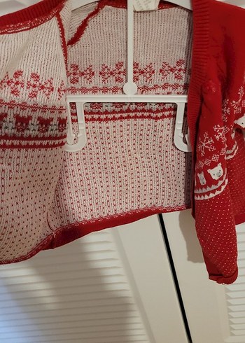 Kız Çocuk Kırmızı Örgü Hırka - Görsel 6