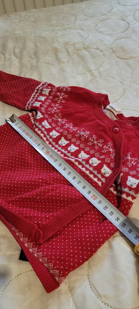 Kız Çocuk Kırmızı Örgü Hırka - Görsel 5