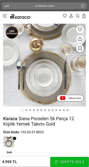 Karaca Siena 54 parça Yemek takımı