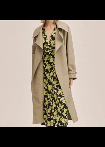 MANGO Bej Midi Trençkot - Görsel 4