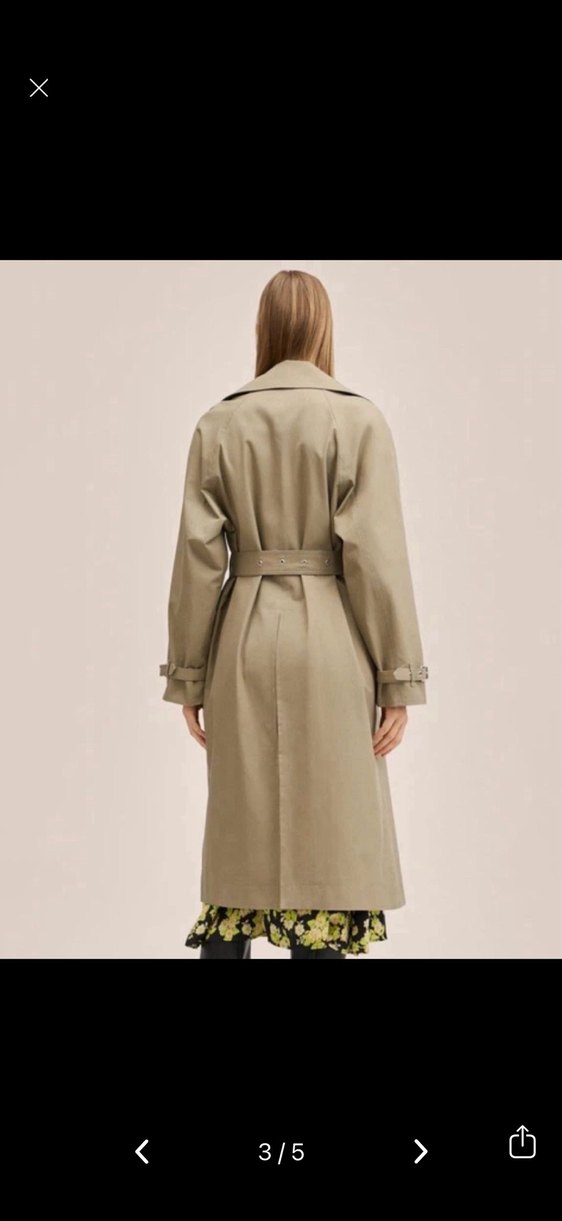 MANGO Bej Midi Trençkot - Görsel 3