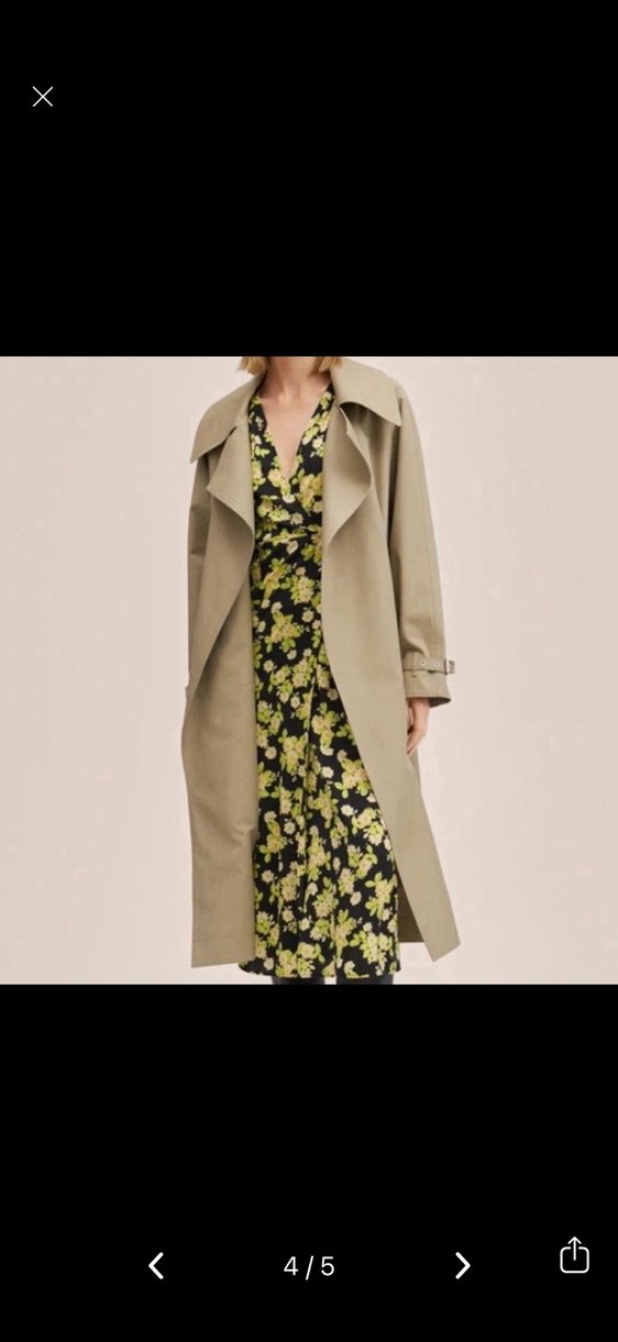 MANGO Bej Midi Trençkot - Görsel 4