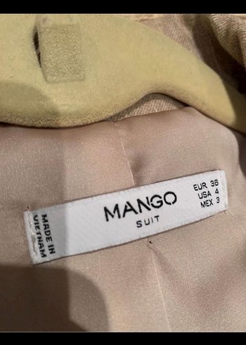 MANGO Bej Düğmeli Kadın Keten Blazer Ceket - Görsel 4
