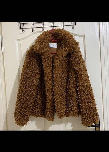 ZARA Kahverengi Kürklü Midi Kadın Yün Ceket - Görsel 3