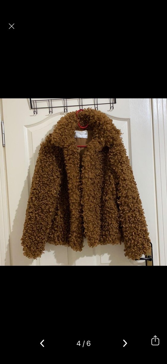 ZARA Kahverengi Kürklü Midi Kadın Yün Ceket - Görsel 3