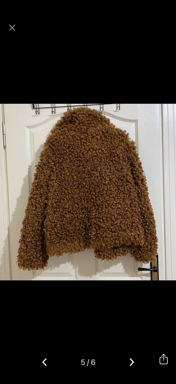 ZARA Kahverengi Kürklü Midi Kadın Yün Ceket - Görsel 2