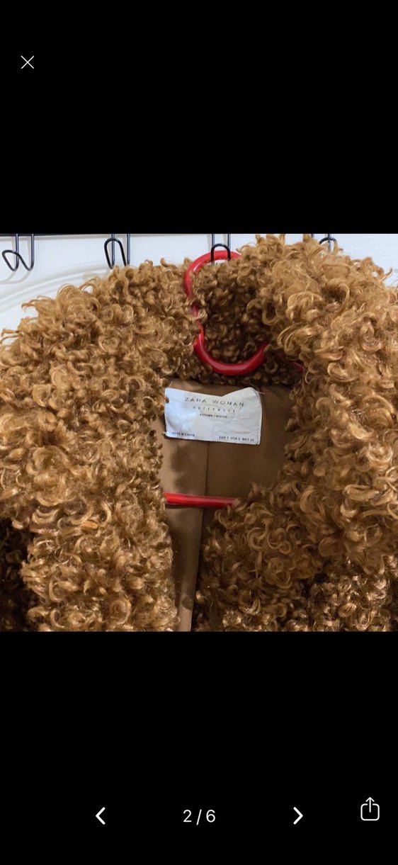 ZARA Kahverengi Kürklü Midi Kadın Yün Ceket - Görsel 5