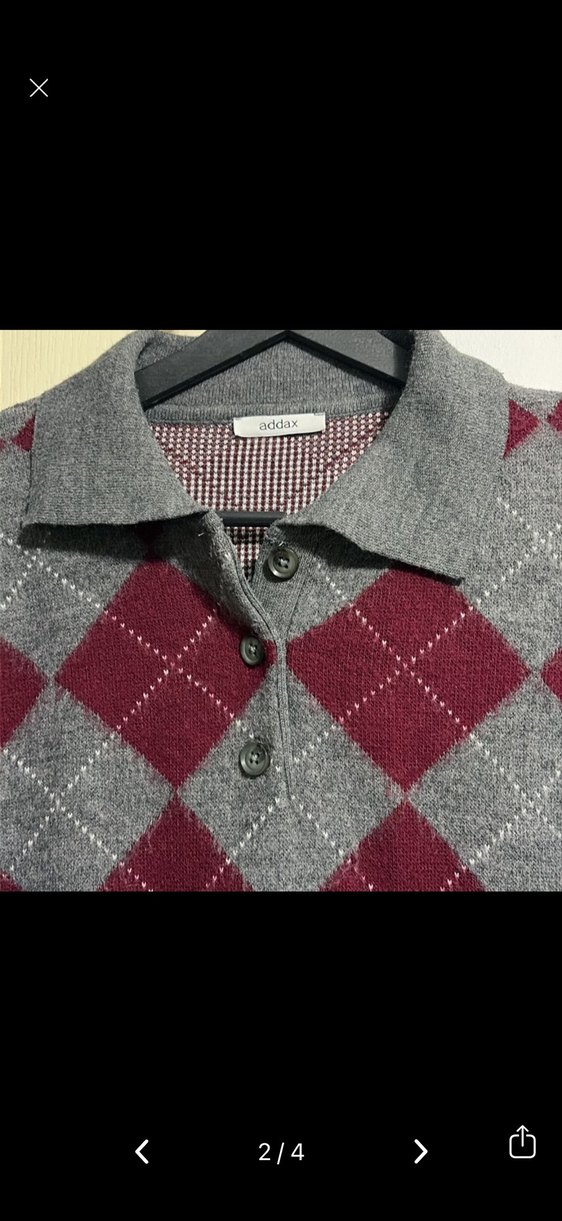 ADDAX Gri Düğmeli Polo Yaka Triko Kazak - Görsel 5