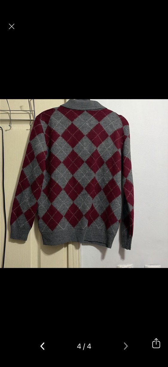 ADDAX Gri Düğmeli Polo Yaka Triko Kazak - Görsel 3