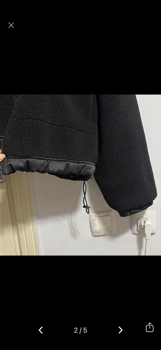 ZARA Siyah Fermuarlı Kadın Polar Ceket - Görsel 5