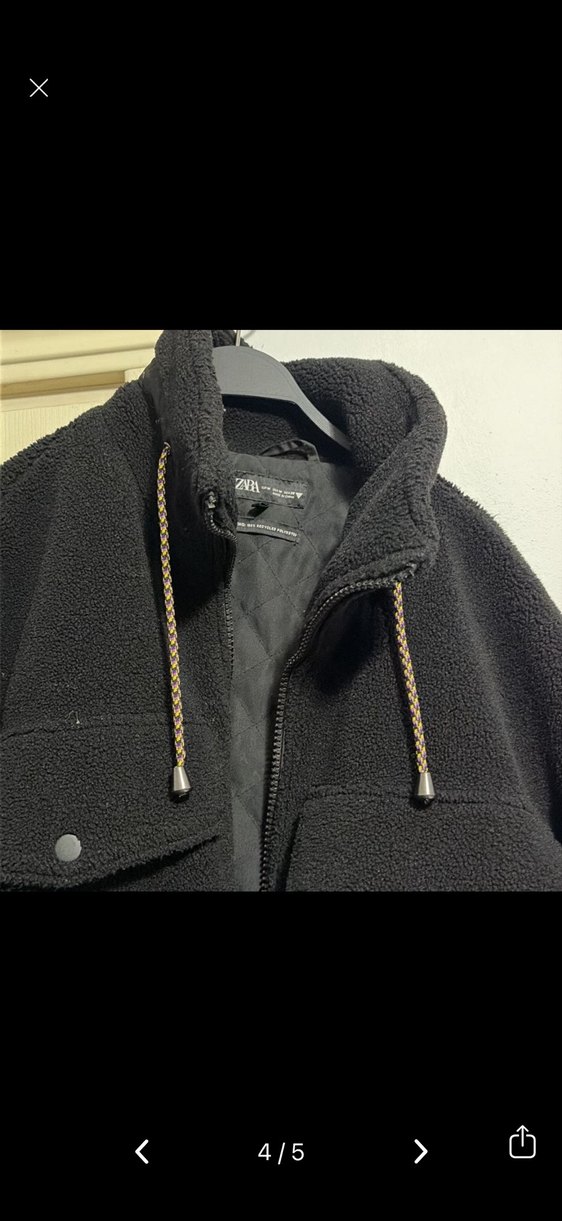 ZARA Siyah Fermuarlı Kadın Polar Ceket - Görsel 3