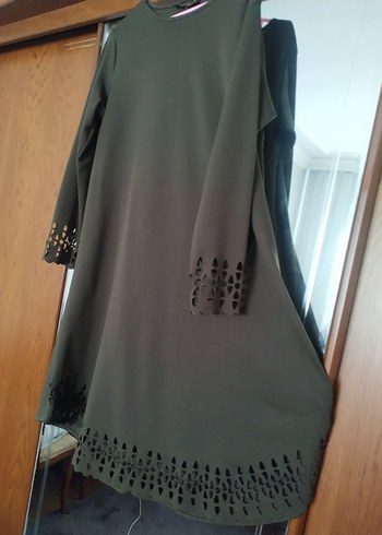 Uzun Kollu yeşil Rahat Kesim Tunik - Görsel 2