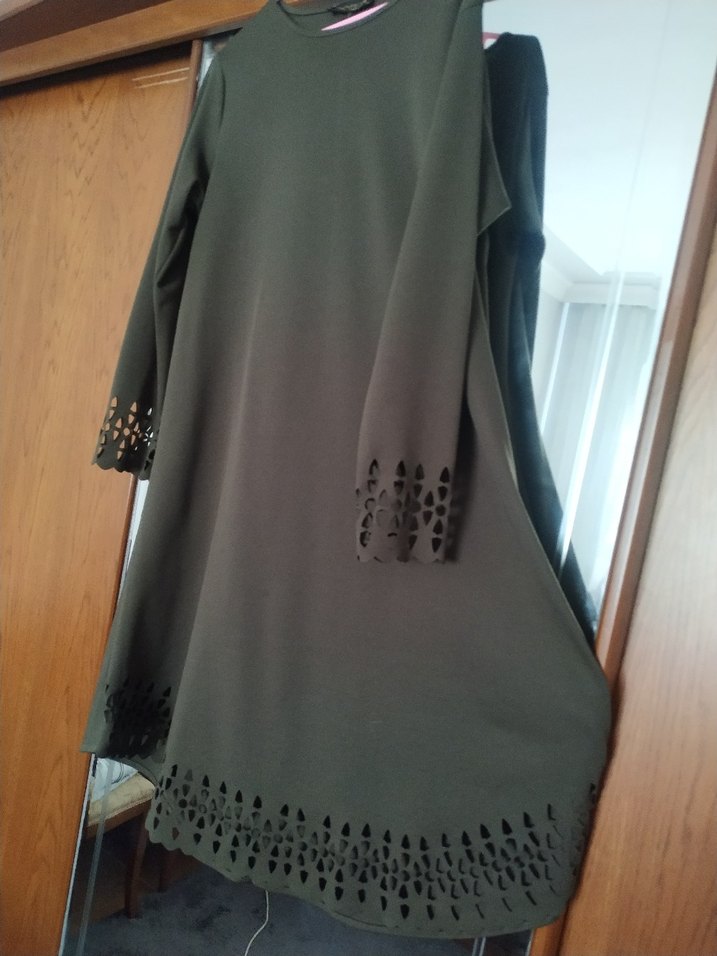 Uzun Kollu yeşil Rahat Kesim Tunik - Görsel 2