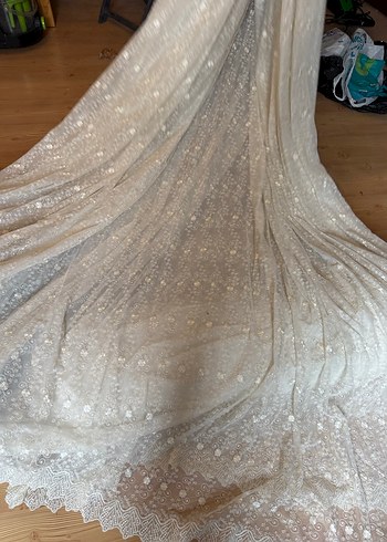 İşlemeli Beyaz Bohem Perde - Görsel 5