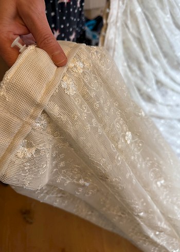 İşlemeli Beyaz Bohem Perde - Görsel 2