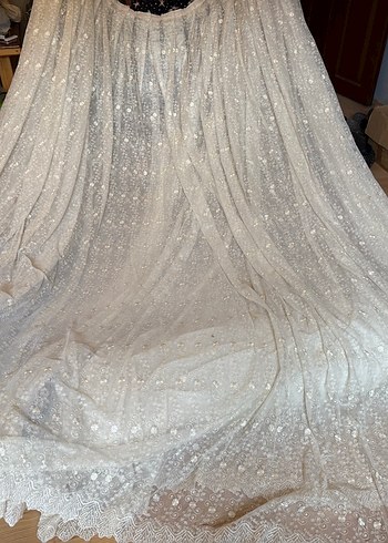 İşlemeli Beyaz Bohem Perde - Görsel 4