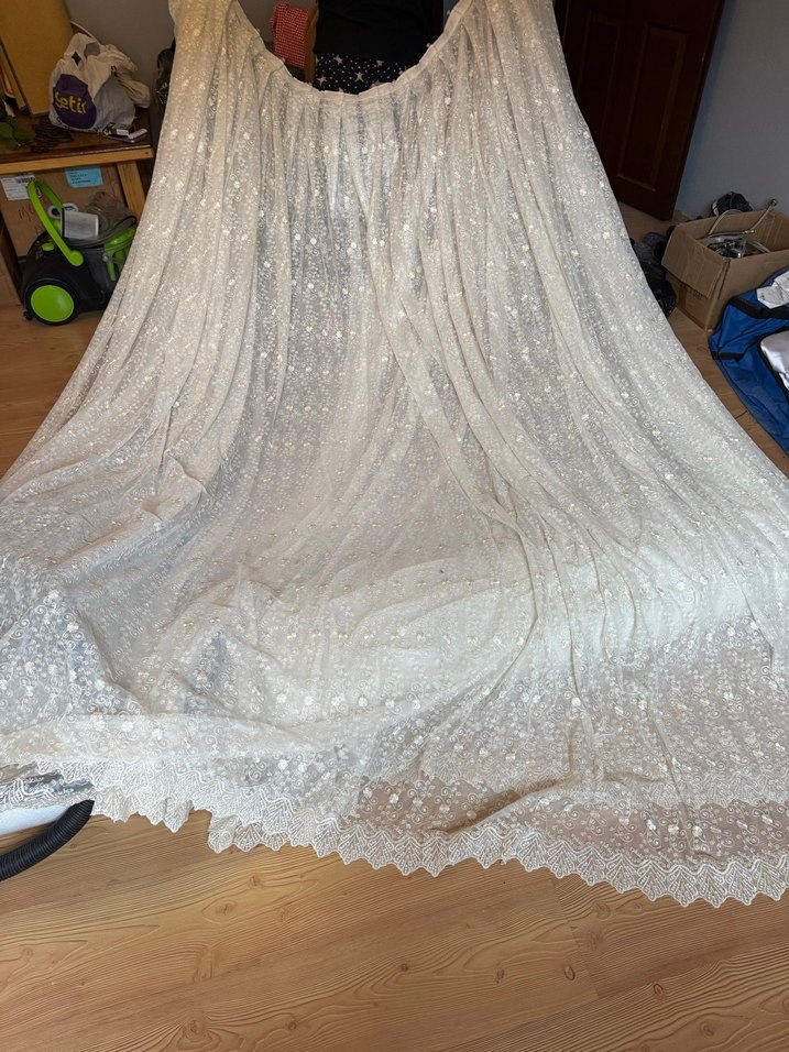 İşlemeli Beyaz Bohem Perde - Görsel 3