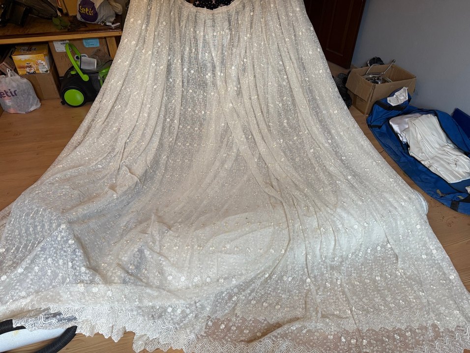 İşlemeli Beyaz Bohem Perde - Görsel 4