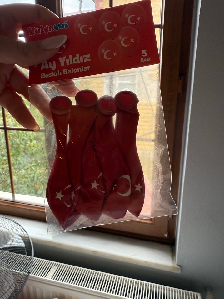 Kırmızı Ay Yıldız Baskılı Balonlar - Görsel 3