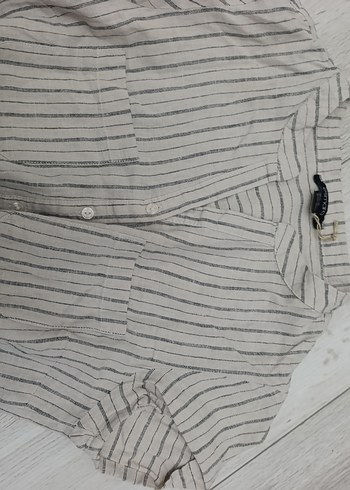 Bej Çizgili lcw Keten elbise - Görsel 2