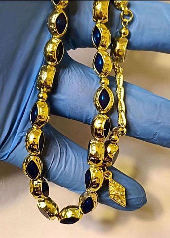 Mavi Mineli Gold Kafesli Tesbih - Görsel 3