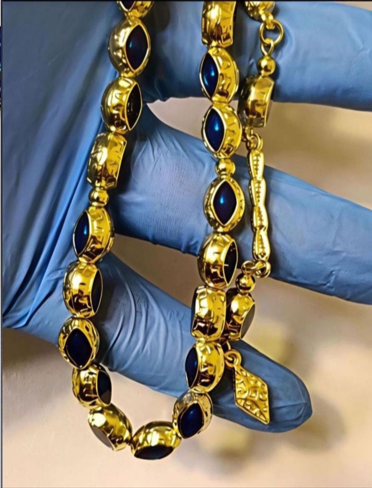 Mavi Mineli Gold Kafesli Tesbih - Görsel 3