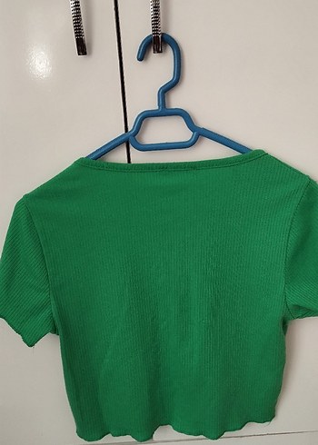 Trendyol & Milla Yeşil V Yaka Kısa Triko Crop Top