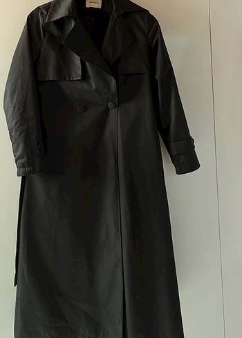 Henza Siyah Uzun Kadın Trençkot - Görsel 2