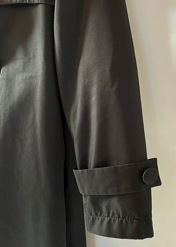 Henza Siyah Uzun Kadın Trençkot - Görsel 4