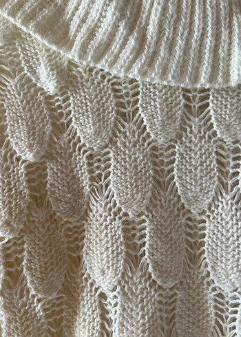 Bohem Stil Kadın Beyaz Örgü Kazak - Görsel 2