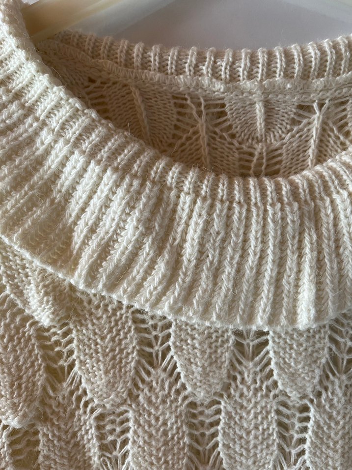 Bohem Stil Kadın Beyaz Örgü Kazak - Görsel 4