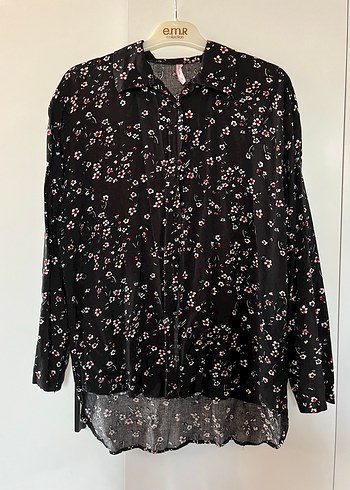 Uzun Kollu Siyah Çiçekli Bohem Bluz - Görsel 4