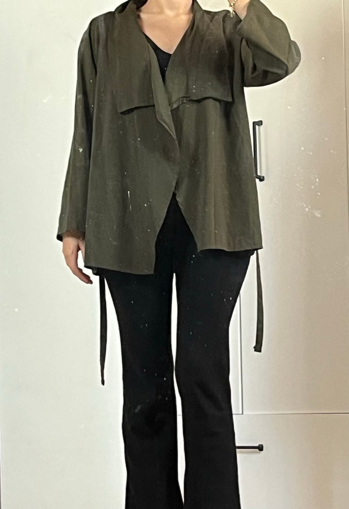 Koyu Haki Kimono Gömlek - Görsel 2