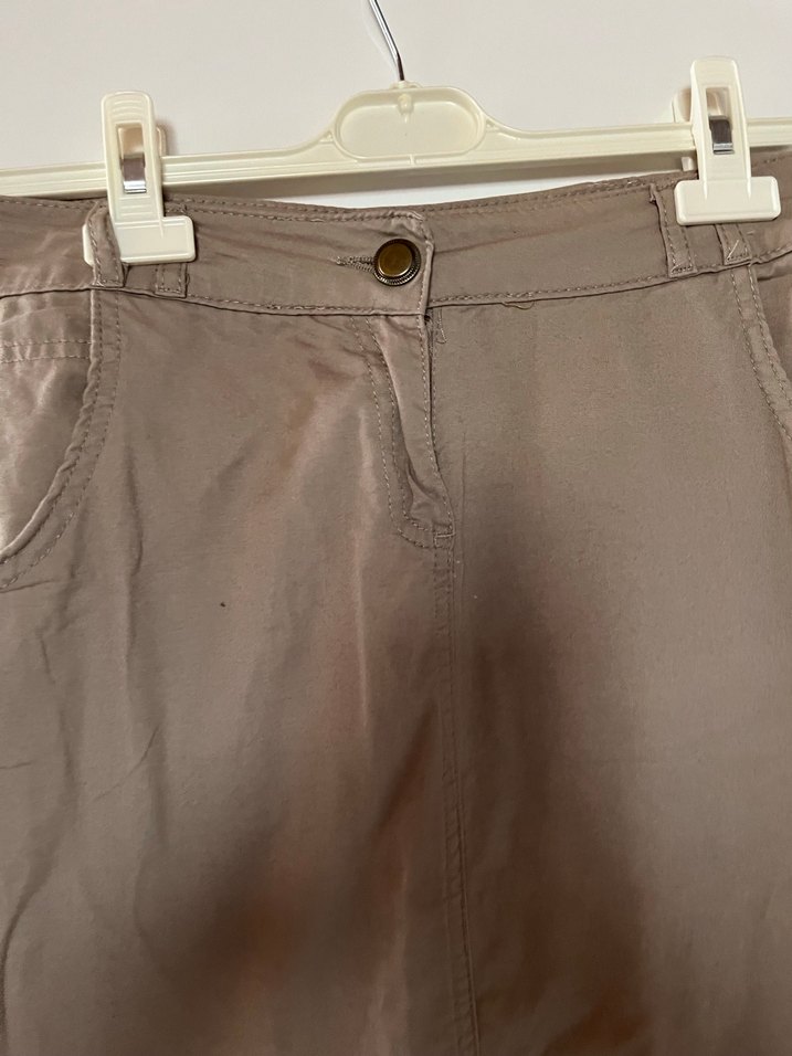 Bej Midi Kadın Kot Etek - Görsel 3