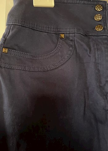 Lacivert Kadın Uzun Kot Etek - Görsel 3