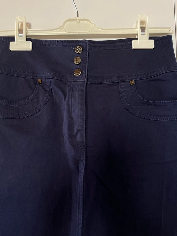 Lacivert Kadın Uzun Kot Etek - Görsel 2