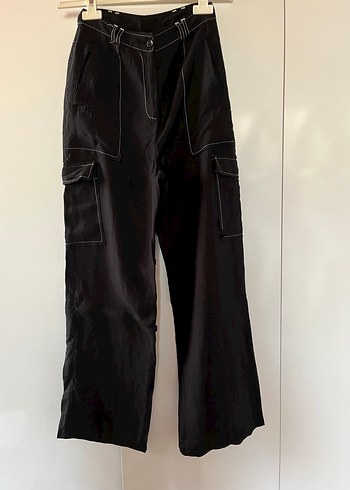 Siyah Kemerli Geniş Kesim Kadın Pantolon - Görsel 5