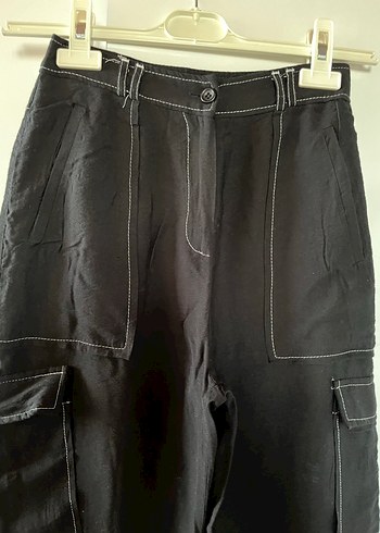 Siyah Kemerli Geniş Kesim Kadın Pantolon - Görsel 3