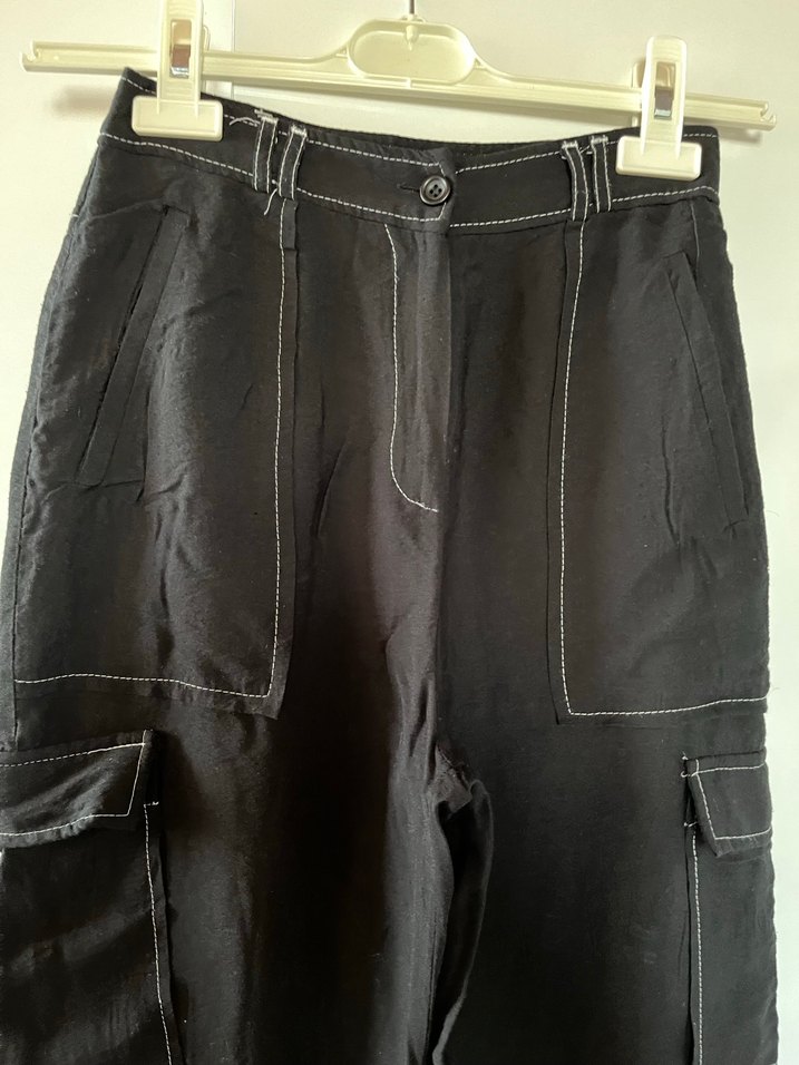 Siyah Kemerli Geniş Kesim Kadın Pantolon - Görsel 3