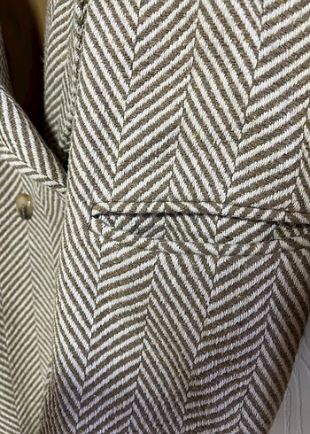 Bej Zebra  Desenli Midi Kadın Kaban - Görsel 8