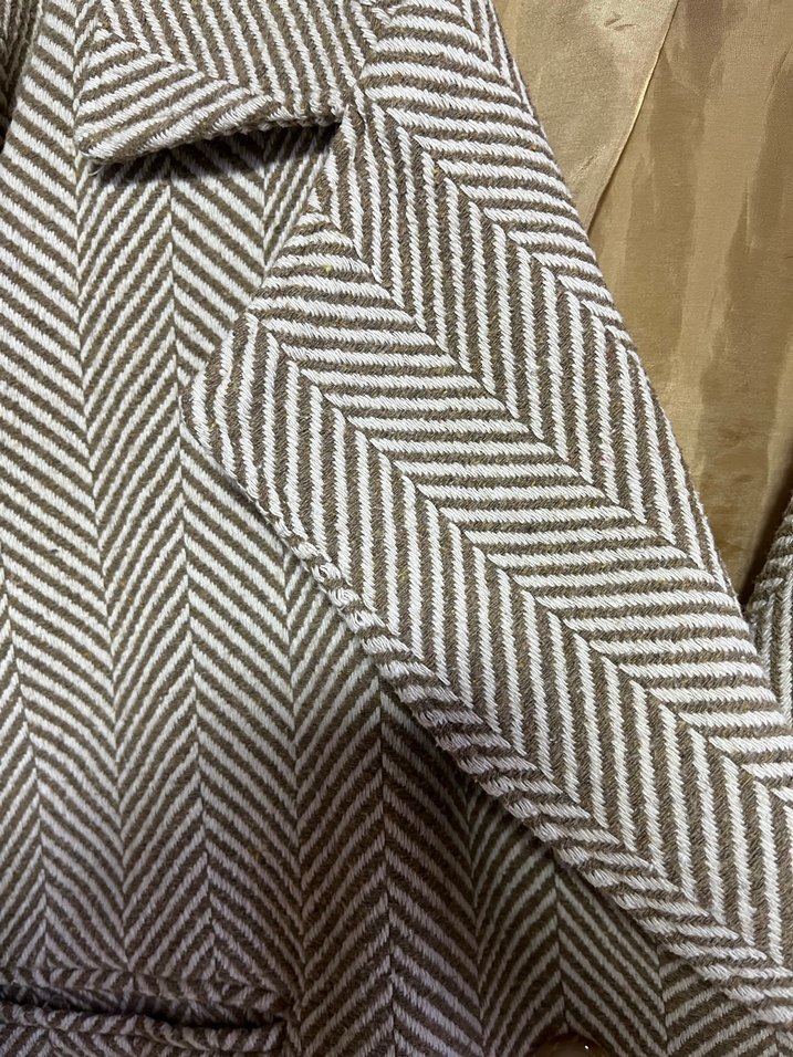 Bej Zebra  Desenli Midi Kadın Kaban - Görsel 4