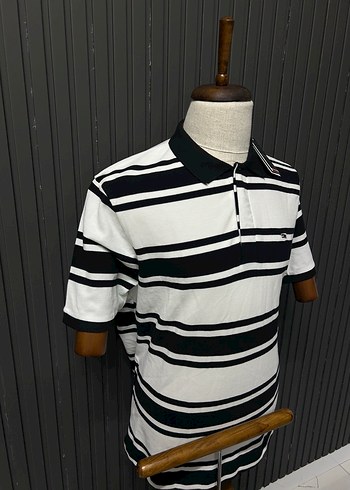 Tommy Hilfiger TOMMY HİLFEGER Siyah-Beyaz Çizgili Polo Tişört XXL BEDEN